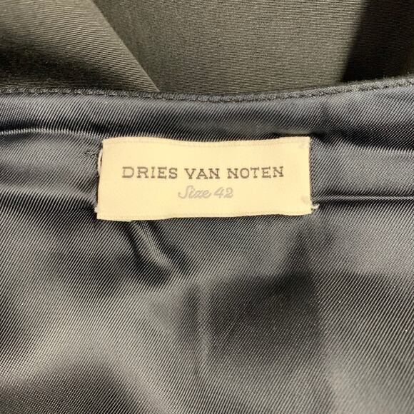 DRIES VAN NOTEN Size 10 Black Cotton Embroidered 3/4 Sleeves Dress - Picture 4 of 5